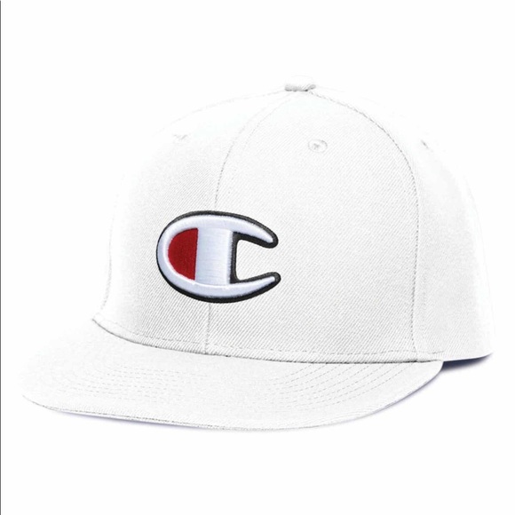 White Champion Big C Flat Brim Hat New 